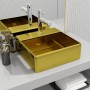 Lavabo con rebosadero 41x41x15 cm cerámica dorado de vidaXL, Lavabos - Ref: Foro24-143478, Precio: 88,31 €, Descuento: %