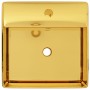 Lavabo con rebosadero 41x41x15 cm cerámica dorado de vidaXL, Lavabos - Ref: Foro24-143478, Precio: 88,31 €, Descuento: %