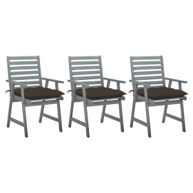 Garden dining chairs 3 units solid acacia wood and cushions by vidaXL, Garden chairs - Ref: Foro24-3064451, Price: 254,10 €, ...