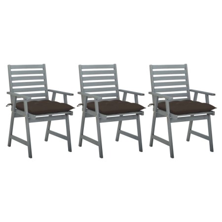 Garden dining chairs 3 units solid acacia wood and cushions by vidaXL, Garden chairs - Ref: Foro24-3064451, Price: 285,03 €, ...