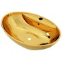 Lavabo con rebosadero 58,5x39x21 cm cerámica dorado de vidaXL, Lavabos - Ref: Foro24-143476, Precio: 122,94 €, Descuento: %