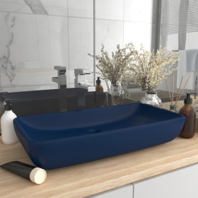 Lavabo rectangular de lujo cerámica azul oscuro mate 71x38 cm de vidaXL, Lavabos - Ref: Foro24-146957, Precio: 115,99 €, Desc...