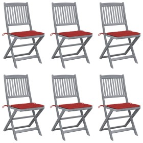 Folding garden chairs 6 pcs solid acacia wood cushions by vidaXL, Garden chairs - Ref: Foro24-3065440, Price: 324,43 €, Disco...