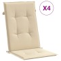 Cojín silla de jardín respaldo alto 4 uds tela beige 120x50x3cm de vidaXL, Cojines para sillas y sofás - Ref: Foro24-47543, P...