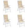 Cojín silla de jardín respaldo alto 4 uds tela beige 120x50x3cm de vidaXL, Cojines para sillas y sofás - Ref: Foro24-47543, P...