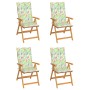 Garden chairs 4 units teak wood with leaf pattern cushions by vidaXL, Garden chairs - Ref: Foro24-3065542, Price: 416,99 €, D...