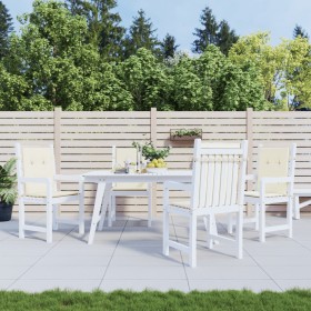 Gartenstuhlkissen mit niedriger Rückenlehne, 4 Stück, cremefarbener Oxford-Stoff von vidaXL, Kissen für Stühle und Sofas - Re...