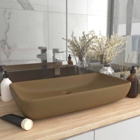 Luxury rectangular matte cream ceramic washbasin 71x38 cm by vidaXL, Sinks - Ref: Foro24-146963, Price: 99,99 €, Discount: %