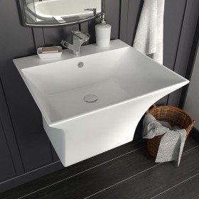 Lavabo de pared de cerámica blanco 500x450x410 mm de vidaXL, Lavabos - Ref: Foro24-143019, Precio: 177,66 €, Descuento: %