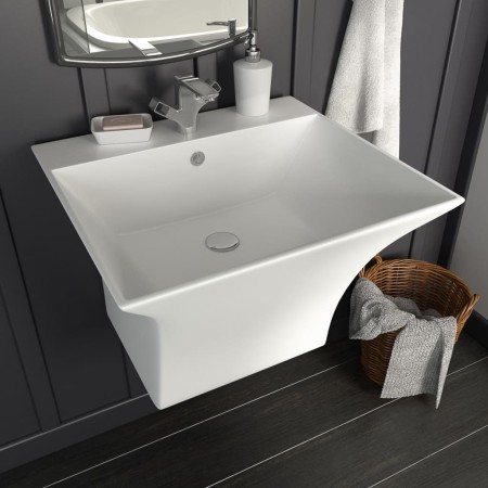 Lavabo de pared de cerámica blanco 500x450x410 mm de vidaXL, Lavabos - Ref: Foro24-143019, Precio: 178,21 €, Descuento: %