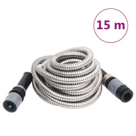 Garden hose and sprayer stainless steel silver 14mm 15 m by vidaXL, Garden hoses - Ref: Foro24-154511, Price: 40,10 €, Discou...