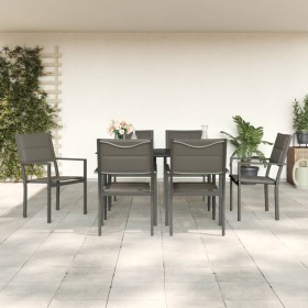 Garten-Essset 7-teilig aus Stahl und schwarzem Textilene von vidaXL, Gartensets - Ref: Foro24-3200737, Preis: 384,99 €, Rabat...