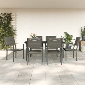 Garden dining set, 7 pieces, black steel and textilene by vidaXL, Garden sets - Ref: Foro24-3200739, Price: 385,99 €, Discoun...