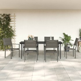 Garten-Essset 7-teilig aus Stahl und schwarzem Textilene von vidaXL, Gartensets - Ref: Foro24-3200740, Preis: 462,99 €, Rabat...