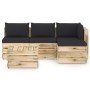 Garden furniture 5 pieces with green impregnated wood cushions by vidaXL, Garden sets - Ref: Foro24-3074622, Price: 396,93 €,...