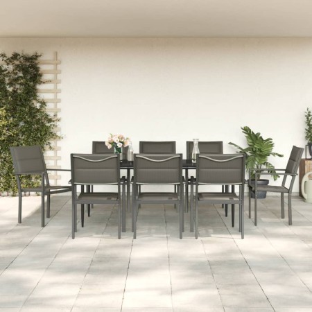 Garten-Essset 9-teilig aus Stahl und schwarzem Textilene von vidaXL, Gartensets - Ref: Foro24-3200741, Preis: 558,99 €, Rabat...