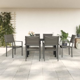 Garden dining set, 7 pieces, black steel and textilene by vidaXL, Garden sets - Ref: Foro24-3200745, Price: 365,99 €, Discoun...