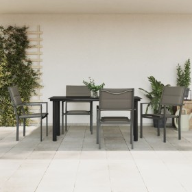 Garden dining set 5 pieces steel and black textilene by vidaXL, Garden sets - Ref: Foro24-3200746, Price: 359,30 €, Discount: %