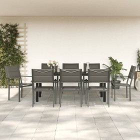 Garden dining set 9 pieces steel and black textilene by vidaXL, Garden sets - Ref: Foro24-3200749, Price: 573,99 €, Discount: %