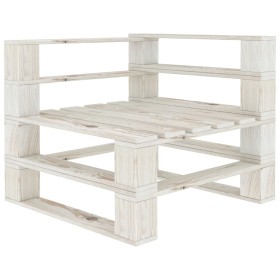 White wooden garden pallet corner sofa by vidaXL, garden benches - Ref: Foro24-49333, Price: 65,44 €, Discount: %