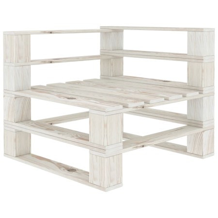 White wooden garden pallet corner sofa by vidaXL, garden benches - Ref: Foro24-49333, Price: 65,35 €, Discount: %