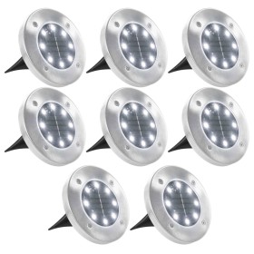 Lámparas solares de suelo 8 unidades luces LED blanco de vidaXL, Iluminación de exterior - Ref: Foro24-44416, Precio: 43,99 €...