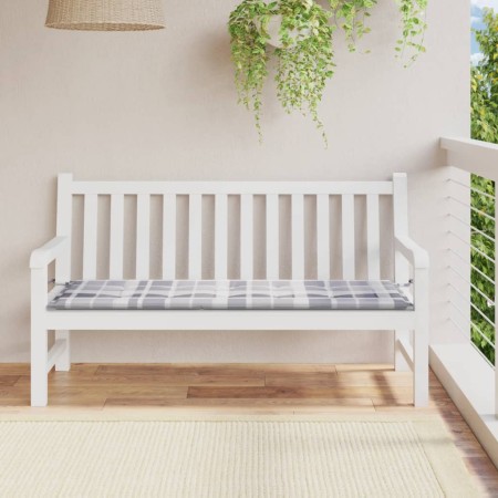 Grau kariertes Gartenbankkissen aus Oxford-Stoff, 150 x 50 x 3 cm von vidaXL, Kissen für Stühle und Sofas - Ref: Foro24-31409...