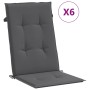 Garden chair cushion high backrest 6 pcs gray fabric 120x50x3 cm by vidaXL, Cushions for chairs and sofas - Ref: Foro24-31410...