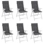 Garden chair cushion high backrest 6 pcs gray fabric 120x50x3 cm by vidaXL, Cushions for chairs and sofas - Ref: Foro24-31410...