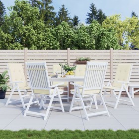 Gartenstuhl Kissen mit hoher Rückenlehne 6 Stück cremefarbener Stoff 120x50x3cm von vidaXL, Kissen für Stühle und Sofas - Ref...