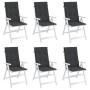 High back garden chair cushion 6 pcs black fabric 120x50x3cm by vidaXL, Cushions for chairs and sofas - Ref: Foro24-314111, P...