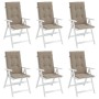 Garden chair cushion high backrest 6 units taupe fabric 120x50x3cm by vidaXL, Cushions for chairs and sofas - Ref: Foro24-314...