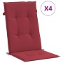 Cojín silla de jardín respaldo alto 4 uds tela rojo 120x50x3 cm de vidaXL, Cojines para sillas y sofás - Ref: Foro24-314114, ...