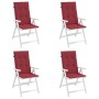 Cojín silla de jardín respaldo alto 4 uds tela rojo 120x50x3 cm de vidaXL, Cojines para sillas y sofás - Ref: Foro24-314114, ...