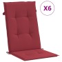 Cojín silla de jardín respaldo alto 6 uds tela rojo 120x50x3 cm de vidaXL, Cojines para sillas y sofás - Ref: Foro24-314115, ...