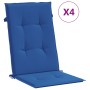 Cojín silla de jardín respaldo alto 4 uds tela azul 120x50x3 cm de vidaXL, Cojines para sillas y sofás - Ref: Foro24-314117, ...