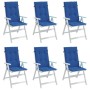 Cojín silla de jardín respaldo alto 6 uds tela azul 120x50x3 cm de vidaXL, Cojines para sillas y sofás - Ref: Foro24-314118, ...