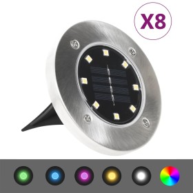 Lámparas solares de suelo 8 unidades luces LED color RGB de vidaXL, Iluminación de exterior - Ref: Foro24-315695, Precio: 48,...