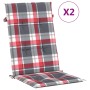 Garden chair cushion with high backrest, 2 units, red checkered pattern, 120x50x3 cm by vidaXL, Cushions for chairs and sofas...