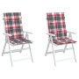 Garden chair cushion with high backrest, 2 units, red checkered pattern, 120x50x3 cm by vidaXL, Cushions for chairs and sofas...