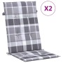 High back garden chair cushion 2 pcs gray squares 120x50x3 cm by vidaXL, Cushions for chairs and sofas - Ref: Foro24-314128, ...