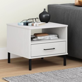 OSLO bedside table metal legs solid white pine wood by vidaXL, Side tables - Ref: Foro24-351032, Price: 45,69 €, Discount: %