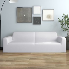 Elastische Sofabezug für 3-Sitzer Sofa aus weißem Polyester-Jersey von vidaXL, Abdeckungen - Ref: Foro24-332950, Preis: 26,60...