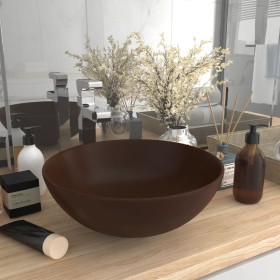 Dark brown round ceramic bathroom sink by vidaXL, Sinks - Ref: Foro24-146984, Price: 45,50 €, Discount: %