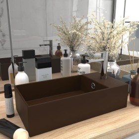 Dark brown ceramic sink with overflow by vidaXL, Sinks - Ref: Foro24-146995, Price: 78,02 €, Discount: %