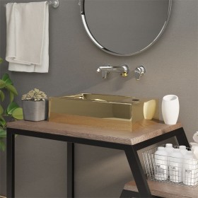 Washbasin with overflow 49x25x15 cm ceramic gold by vidaXL, Sinks - Ref: Foro24-143492, Price: 89,73 €, Discount: %