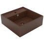 Lavabo cuadrado rebosadero cerámica marrón oscuro mate 41x41 cm de vidaXL, Lavabos - Ref: Foro24-146951, Precio: 76,71 €, Des...