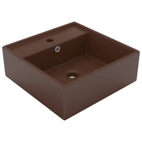 Lavabo cuadrado rebosadero cerámica marrón oscuro mate 41x41 cm de vidaXL, Lavabos - Ref: Foro24-146951, Precio: 76,86 €, Des...