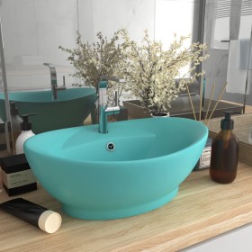 Luxurious washbasin with light green ceramic overflow 58.5x39cm by vidaXL, Sinks - Ref: Foro24-146936, Price: 86,94 €, Discou...