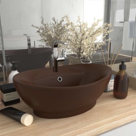 Luxurious oval washbasin with matte dark brown ceramic overflow by vidaXL, Sinks - Ref: Foro24-146940, Price: 81,99 €, Discou...